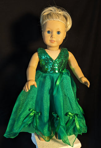 17 Christmas - Dress - Green Ball Gown with Ribbon Bows