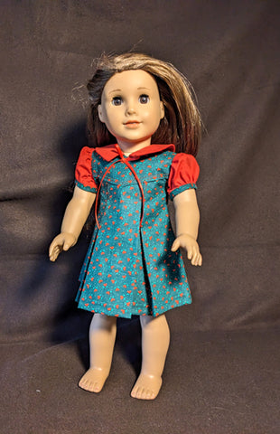 Dress - Pleated - Green and Red