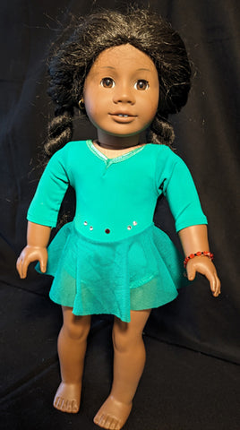 Leotard - Green with Red and White Jewels and Sleeves