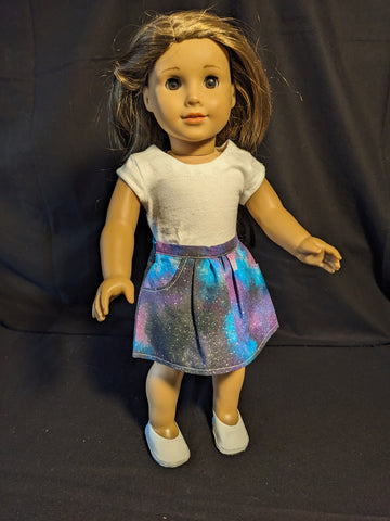 Skirt - Galaxy with White T Shirt