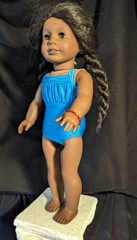Swimsuit - Blue Shiny Rousched