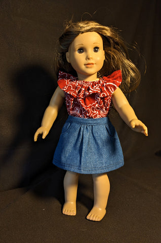 Western Blouse and Denim Skirt