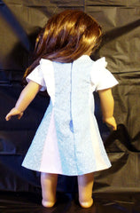 Dress - Ruffle - Light Blue with White