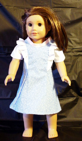 Dress - Ruffle - Light Blue with White