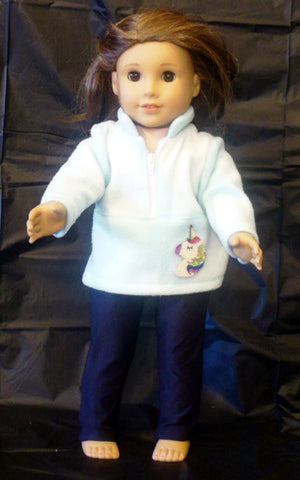 Jacket - Half Zip - Light Blue with Half Unicorn