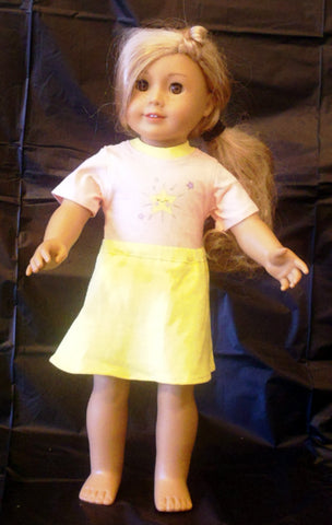 Skirt and T Shirt Set - Peach and Yellow